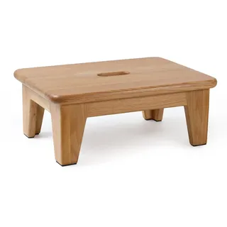 CONSDAN Tritthocker für Bett, USA angebaute Eiche, Holz-Tritthocker für Erwachsene, Holz-Tritthocker für Senioren, 16.5 cm hoher Betthocker, rutschfeste Matte, Massivholz, natürliche Farbe