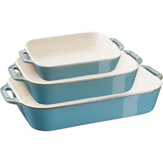 Staub Ceramique Ofenformenset, 3-tlg, rechteckig, Antik-Türkis,
