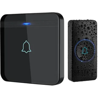Funkklingel, AVANTEK wasserdichte Funktürklingel mit Einer Funkreichweite von 400 m, 52 Melodien, 5 Lautstärkestufen und LED-Blitz