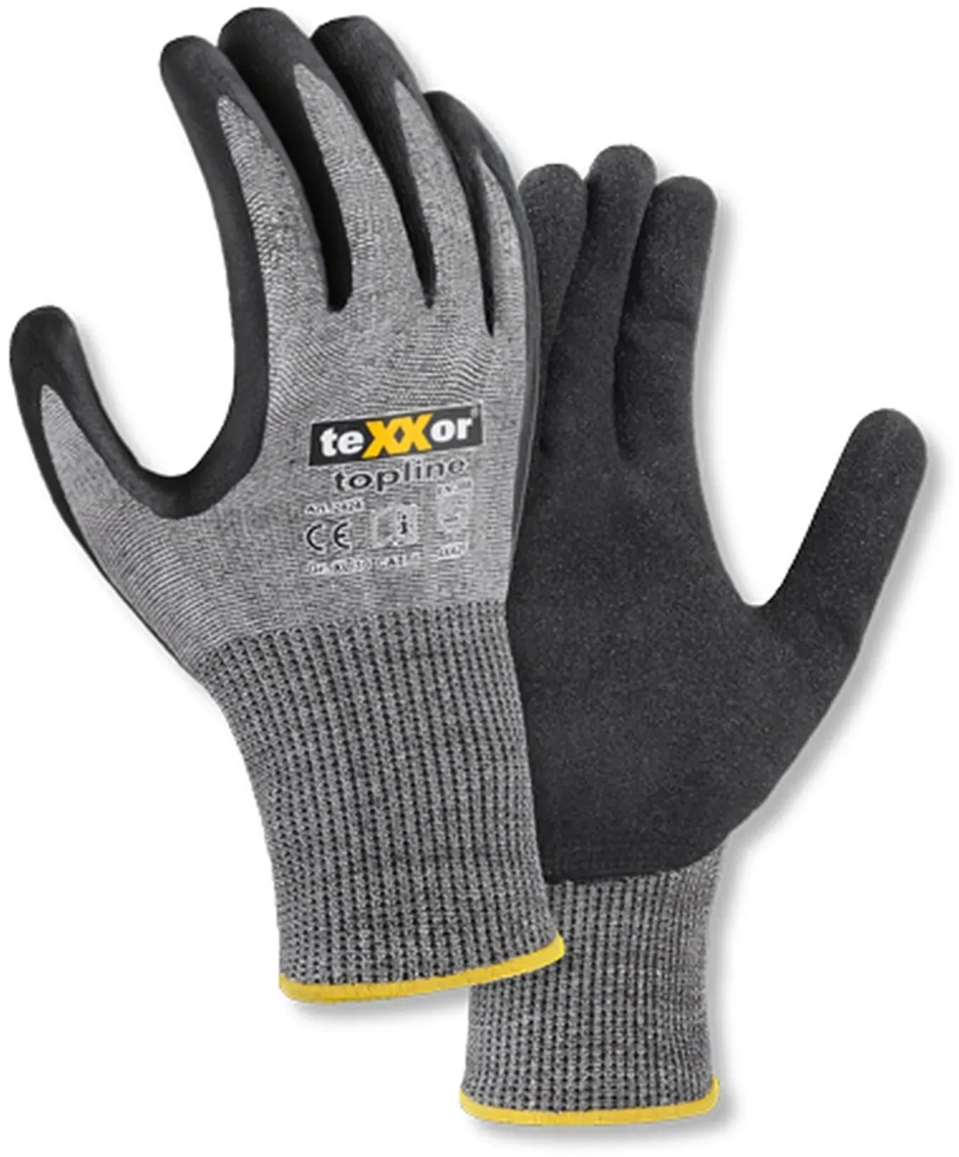 teXXor 2424 Schnittschutz-Strickhandschuhe mit Nitril-Beschichtung grau/schwarz, VE 144 Paar 9/L