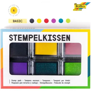 Folia Stempelkissen basic schwarz, gelb, rot, lila, türkis, grün 6x 2,4 x 2,4 cm