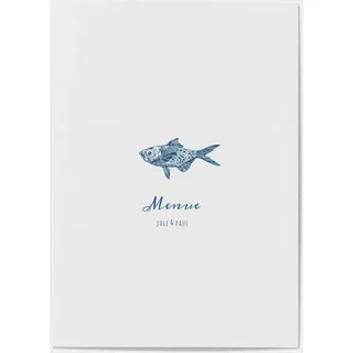 Hochzeit Menükarten selbst gestalten - Am Meer - Blau | Wunderkarten.de