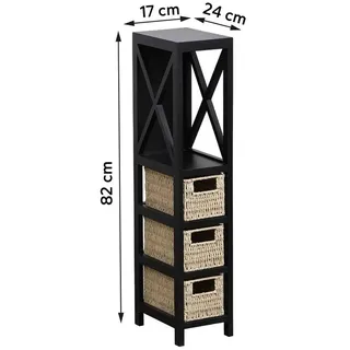 TENDANCE Badkommode Regal Korbregal Korbkommode Badregal Holz Landhaus Kommode schwarz