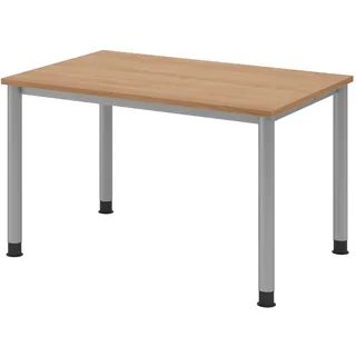 Hammerbacher höhenverstellbarer Schreibtisch nussbaum rechteckig, 4-Fuß-Gestell silber 120,0 x 80,0 cm