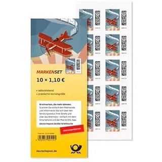 Deutsche Post Briefmarken 10x 1,10€ Briefmarken selbstklebend, für Kompaktbriefen bis 50 g innerhalb Deutschlands, 10er-Set Briefmarke zu 1,10 Euro