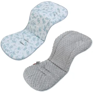 LAT Sitzauflagen für Kinderwagen, Doppelseitige Universal Kinderwagen Einlage für Babyschale Buggy Autositz, Weich & Atmungsaktiv Sitzeinlage für Kinderwagen für Babys & Kleinkinder (Blaue Blätter)