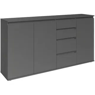None Boxxx Sideboard Brest, Anthrazit, Holzwerkstoff, 2 Fächer, 4 Schubladen, 160x84x35 cm, Typenauswahl, stehend, in verschiedenen Größen erhältlich, Schlafzimmer, Schlafzimmer Kommoden