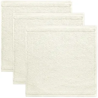 frottana Pearl Seiftuch 30 x 30 cm aus 100% Baumwolle, Ivory 3er Set