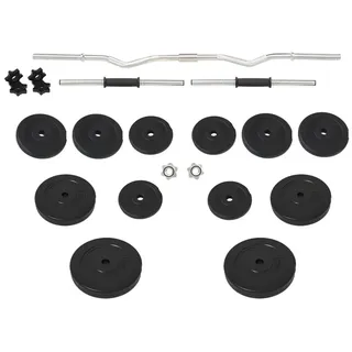 vidaXL Langhantel und Kurzhantel mit Gewichten 60 kg schwarz