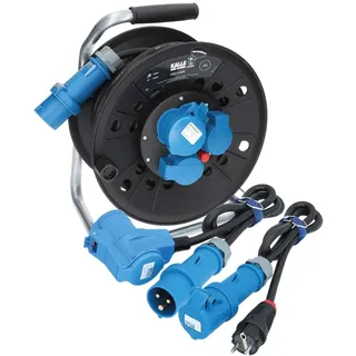 CEE-Campingkabeltrommel Kabeltrommel KTG Campingkabel Wohnmobil-Kabel Caravan H07RN-F 3G 2,5mm2 25 Meter von KALLE DAS KABEL Kabeltrommel +Anschlussleitung mit Winkelkupplung 1,5m +Adapterleitung