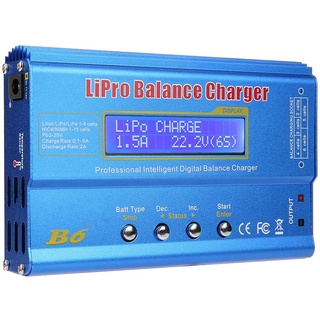 RC Balance Ladegerät, Lipo Akkuladegerät B6 80W RC Balance Ladegerät, Digitales LCD Balance Ladegerät Entlader für LLiPo NiMH RC Akku (Blau) (ohne Netzteil)