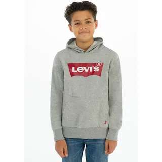 Levi's Kapuzensweatshirt LEVI'S KIDS "LVB BATWING PULLOVER HOODIE", Jungen, Gr. 3/98, grau, Sweatware, Obermaterial: 60% Baumwolle, 40% Polyester, bedruckt, casual, Basic schmal hüftlang, Langarm Rippbündchen, Sweatshirts, for BOYS