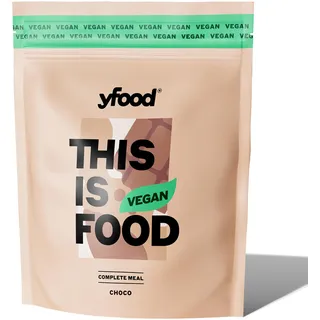yfood Trinkmahlzeit Vegan Choco – 12 Mahlzeiten à 400 kcal in Pulverform – 26 g Protein, Vitamine & Mineralstoffe - Geschmack: Schokolade (vegan)