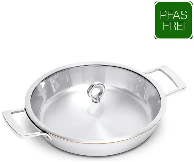 Olavson Kupferkern Pfanne - 30 cm - unbeschichtet - 2 Griffe - Servierer