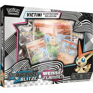 Pokémon Sammelkartenspiel & Purpur – Schwarze Blitze Flammen Victini Illustrations-Kollektion Einall: (1 holografische Vollbild-Promokarte, 4 Boosterpacks 1 überdimensionale holografische Promokarte)