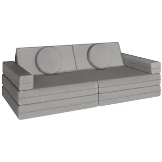 Tectake tectake® Spielsofa, 8-teilig, flexible Anordnung, Leinenbezüge, abnehmbar und waschbar, stapelbar