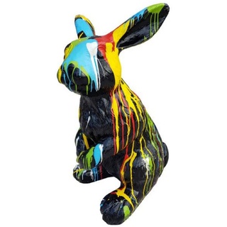 Casa Padrino Luxus Deko Skulptur Hase Schwarz / Mehrfarbig H. 120 cm - Große Deko Figur - XXL Deko Skulptur - XXL Deko Figur - XXL Tierfigur - Wohnzimmer Deko - Garten Deko - Luxus Deko XXL Figuren