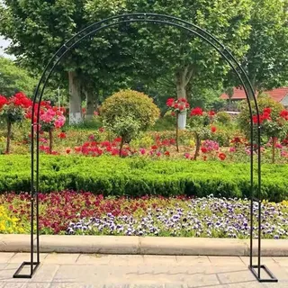 SEVSO Rosenbogen Gartenbogen, Rosenbogen Aus Metall Stabil, Rosenbogen Metall, Rosenbögen Für Verschiedene Kletterpflanzen, Rosenbogen Verzinkt, 140Cm 180Cm 240Cm,Schwarz,W3.5M*H2.2M
