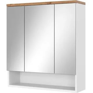 Vicco Spiegelschrank Eden, Weiß Hochglanz/Artisan-Eiche 70 x 77.5 cm mit 3 Türen