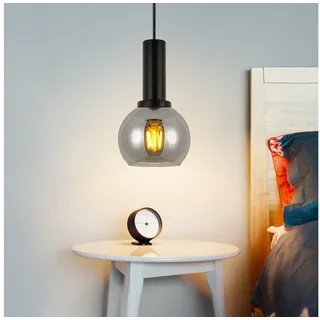 Nettlife Pendelleuchte Vintage Esstisch Glas Schwarz Industrial E27 Wohnzimmer, Höhenverstellbar, LED wechselbar, Esstischlampe für Wohnzimmer Küche schwarz Rund