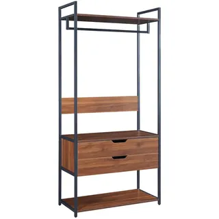 [en.casa] Garderobenständer Larem 180 x 84 x 40 cm Schwarz / Walnuss