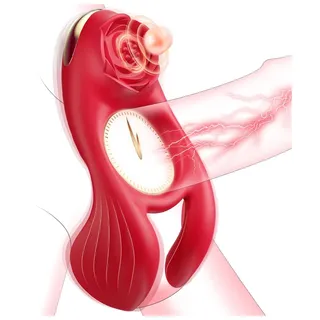 Penisring Sex Spielzeug für die Paare Extrem Sex Penis Vibrator, Sexspielzeug für Frau Männer Beide Zusammen Cock Ring 7Modi Vibration für Klitoris Stimulator & Penis Vergrößerung Zeit Verlängern Rot