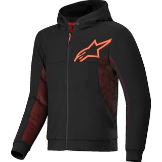 Alpinestars Chrome Air Sport Hoodie, Textiljacke - Schwarz/Neon-Rot - XL