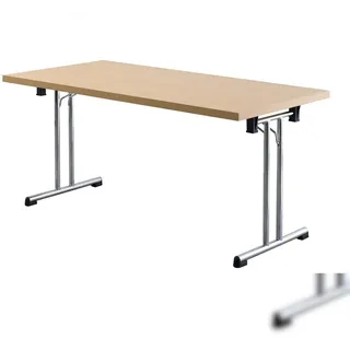 Hammerbacher Mehrzwecktisch buche rechteckig, Rundrohr chrom, 160,0 x 80,0 x 73,5 cm