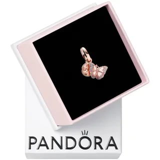 Pandora Rosafarbener Schmetterling & Spruch Doppelter Charm-Anhänger aus Rosévergoldeter Metalllegierung mit Cubic Zirkonia in der Farbe Rosé, PANDORA Moments 782555C01