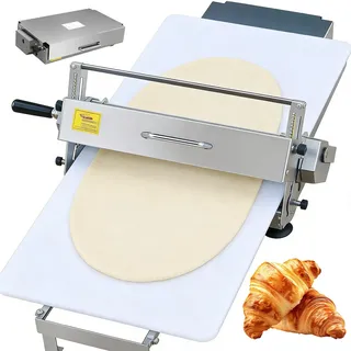 Manuelle Teigausrollmaschine aus Edelstahl 2–25 mm | Perfekt für Pizza Pasta Croissant&Blätterteig | Faltbare Tischausrollmaschine für Heimgebrauch&Bäckerei | Präzises Teig ausrollen ohne Strom Large