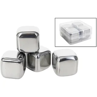 HIT Trading Eiswürfel-Steine 4x EISWÜRFEL Set aus Edelstahl wiederverwendbar Kühlsteine 74, Dauereiswürfel Eis Würfel Eiswürfelformen Cocktail Whisky Kühlstein