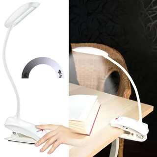 Lunartec Schwanenhals-Klemm-Lampe mit 3-Watt-COB-LED und Akku, USB-Ladefunktion