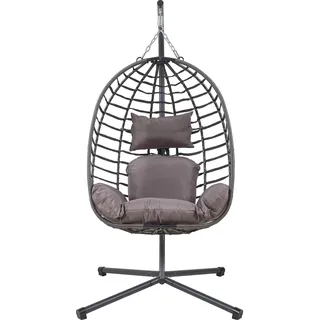 [en.casa] Hängesessel Kandsvas mit Gestell 198x110x95 cm Grau