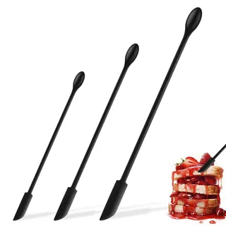 3 Stück Teigschaber Silikon Klein,Mini-Silikonspatel,Kleine Make-Up Spatel,Mini-Spateln,Silikonspatel Kleine Silikon Spatel,Doppelkopf-Schaber,zum Dünne Glas Küchenflaschen,Kosmetikflaschen