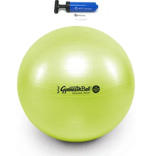 Original Pezzi Gymnastikball Maxafe Ø 42, 53, 65 & 75cm in Allen Farben inkl. ATC Ballpumpe - bis 400 kg belastbar - Fitness, Reha, Therapie, Gymnastik und als Sitzball fürs Büro, 65cm apfelgrün