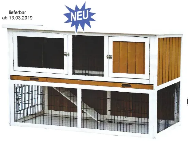 Hasenstall Holz zwei Etagen 136x65x85