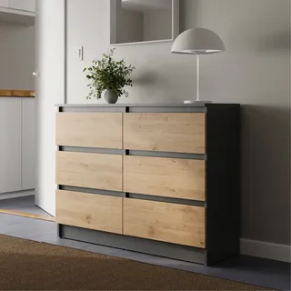 home collective Kommode 100cm breit mit Schubladen anthrazit artisan-eiche Holz Schrank mit Sideboard Highboard Anrichte Schlafzimmer Wohnzimmer Flur Büro Organizer Breite 100 cm Höhe 78 cm