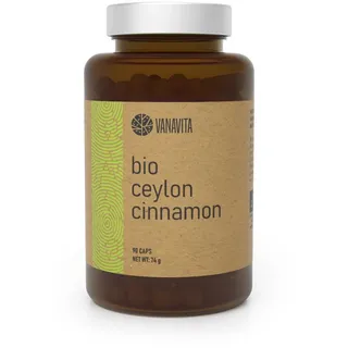 VanaVita BIO Ceylon Zimt Kapseln - 1200 mg echter Ceylon Zimt Extrakt, hochdosiert & vegan, Zimt Kapseln aus Ceylon Zimt Rinde (Cinnamomum Verum), 90 kaps