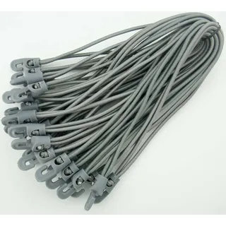 50 Stück Spannfix Planenspanner 25 cm, Ø 4 mm Schwarz - Spanngummi mit Haken (50 Stück, Silber-Grau)