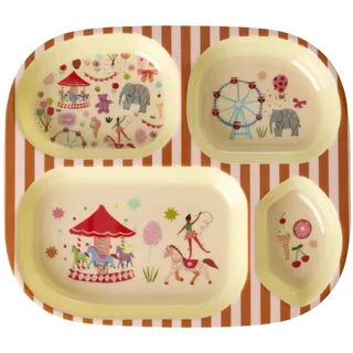 Rice Kinderteller mit 4er Einteilung Fun Fair pink 24 x 21 cm