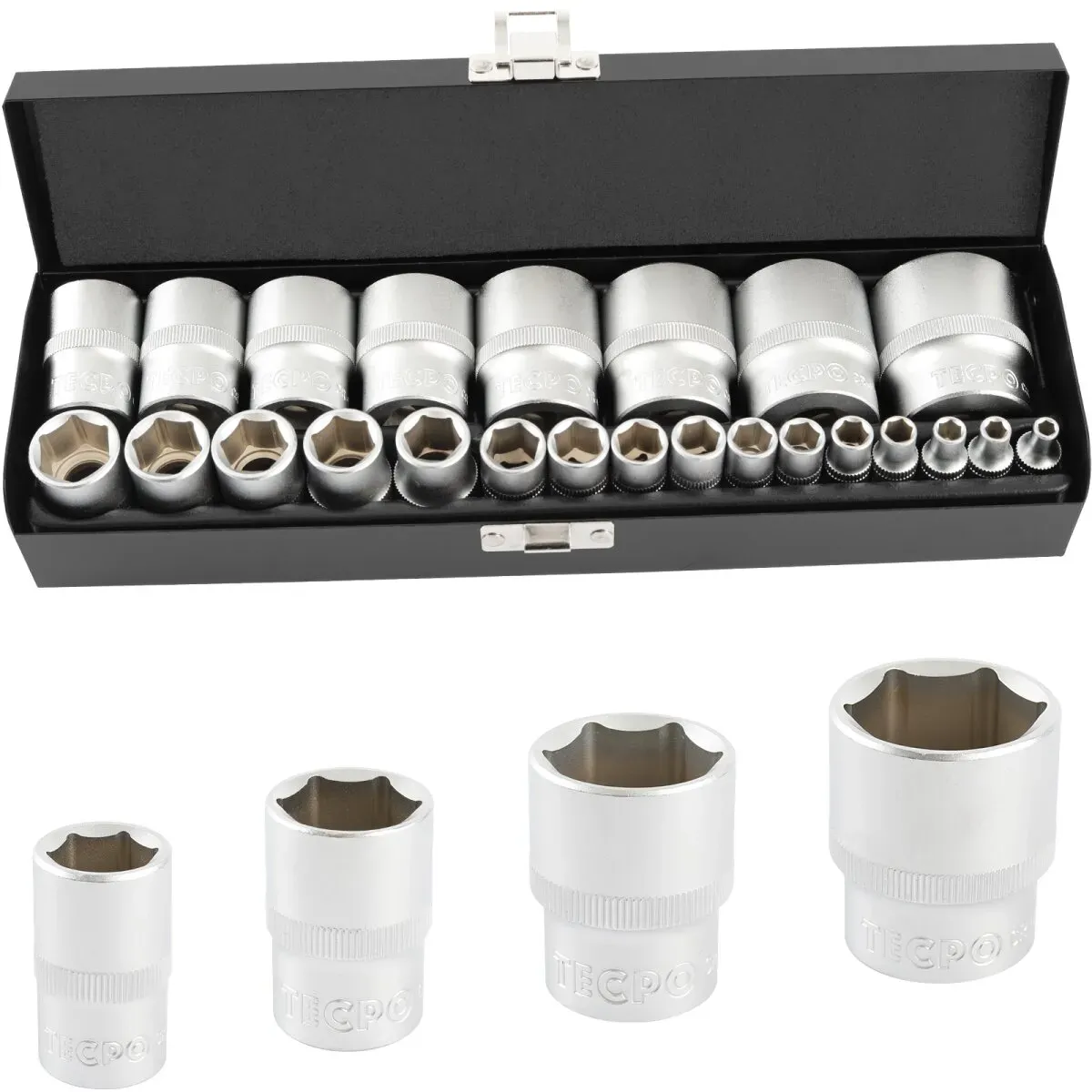 TECPO Steckschlüsselsatz, 24-tlg., 1/4+1/2", zöllig