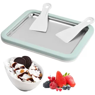 Cozlly Eisplatte zum eis machen, Rolled Ice Cream Maker, Eis Platte Für Ice Rolls, Eiscreme Maschine, Ice Cream Rolls Platte mit 2 Spateln für Kinder, Zuhause, Familie, Gelato, Sorbet, Frozen Yogurt