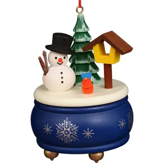 Christian Ulbricht Dekohänger Christbaumschmuck Spieldose blau mit Schneemann (7,7cm) von Christian