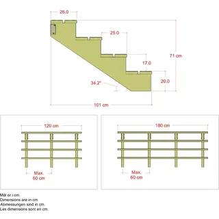 Plus Außentreppe Kiefer 4 Stufen 120 cm breit