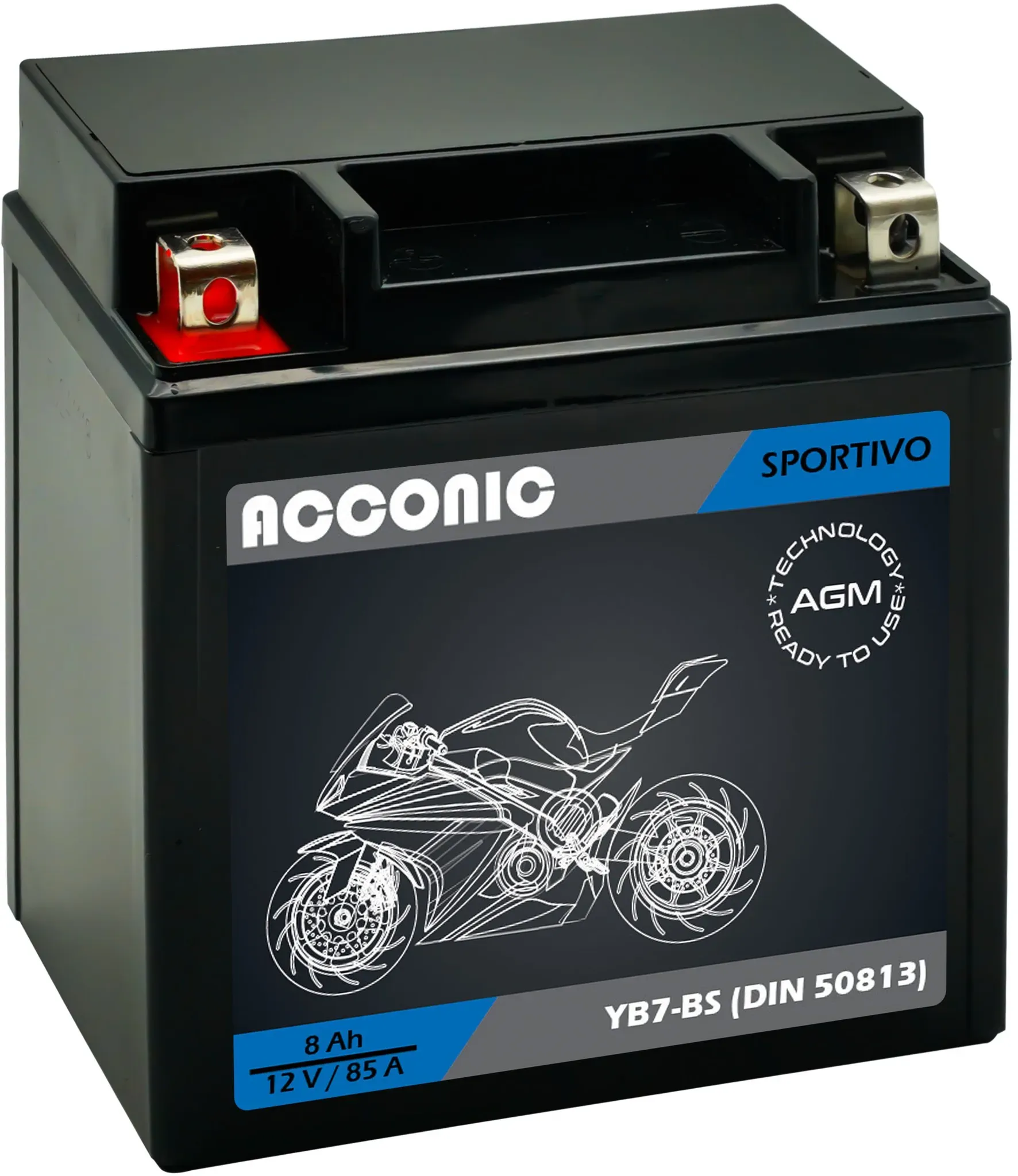 ACCONIC Sportivo AGM YB7-BS Motorradbatterie 8 Ah 12V (DIN 50813)
