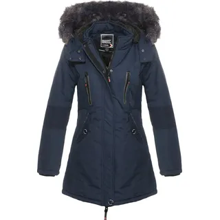 Geographical Norway Damen Jacke Winterparka Coracle/Coraly XL-Fellkapuze Navy, M - M