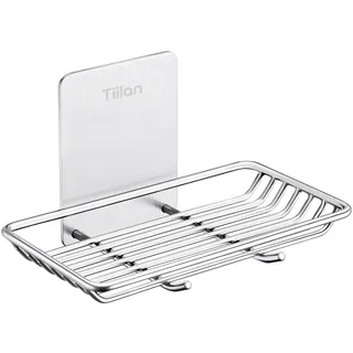 Tiilan Selbstklebende Seifenschale für Dusche, Badezimmer, Seifenhalter, Wandmontage - Edelstahl, Silber