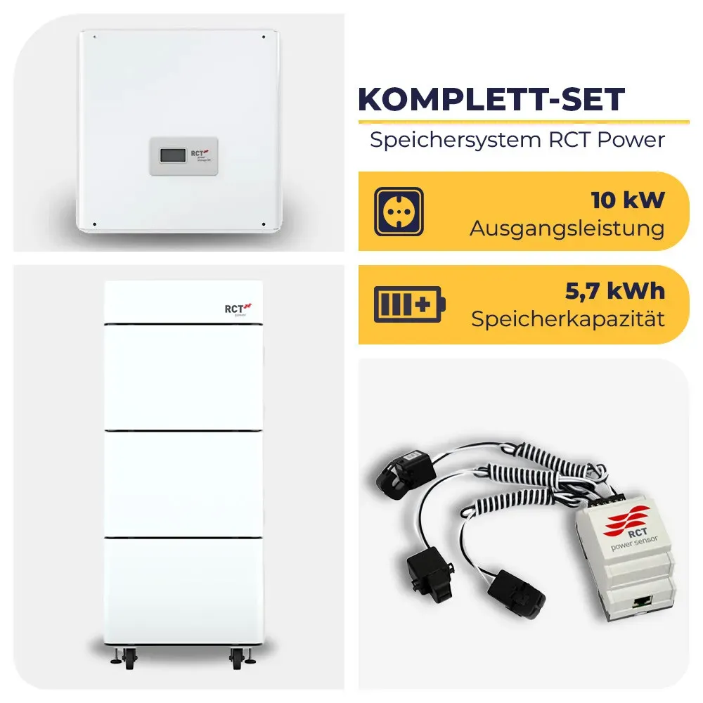 RCT POWER Storage DC Hybrid-Wechselrichter mit RCT POWER Battery | Hochvolt-Speichersystem | 3-phasig | 5,7 kWh | 10 kW