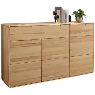 möbelando Sideboard >KM-0663< 3 Türen, 2 Schübe, Kernbuche massiv geölt - 149x91x40cm (BxHxT)
