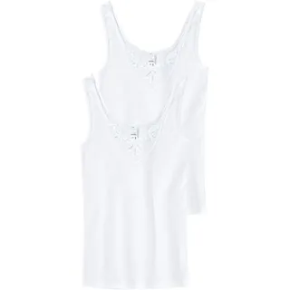 Achselhemd SPEIDEL "Noelle", Damen, Gr. 52, N-Gr, weiß, Feinripp, Obermaterial: 100% Baumwolle, bestickt, unifarben, V-Ausschnitt, Unterhemden, eng, V-Ausschnitt, ohne Schadstoffe, Baumwolle